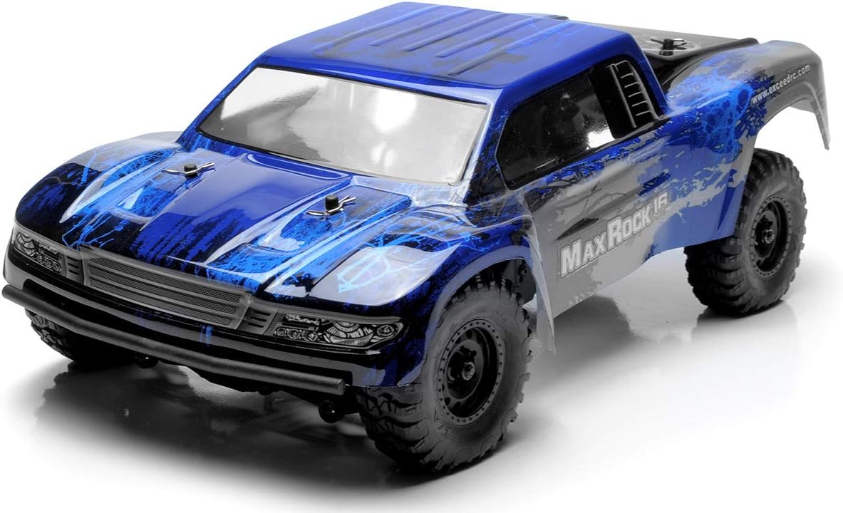 Exceed RC Trophy Truck Radio Car 1/16th Scale 2.4Ghz MaxRock 4WD Electric Remote Control 100% RTR Ready to Run w/ Waterproof Electronics (Blue)