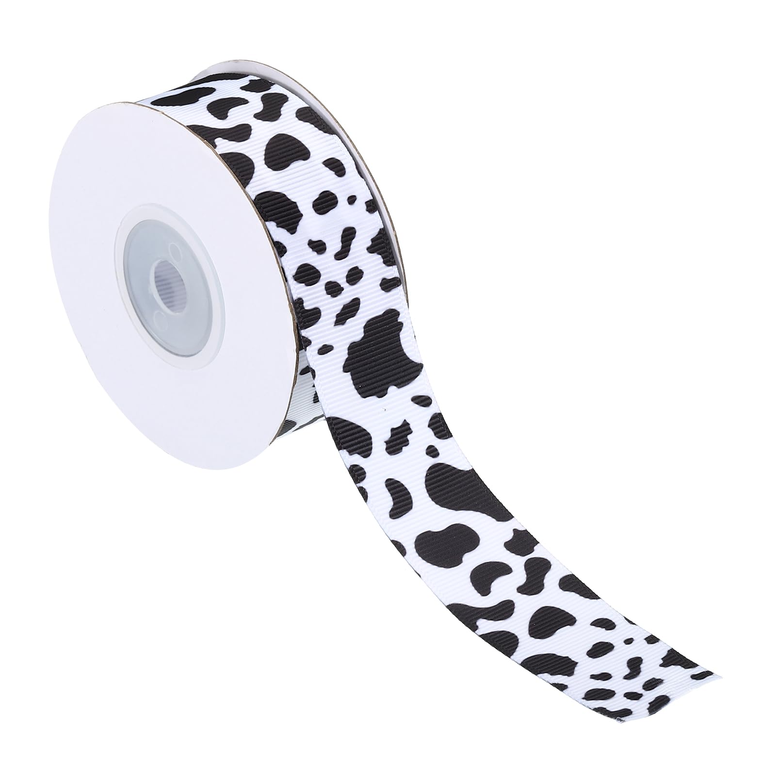 PATIKIL 10 Yards Ribbon for Gift Wrapping, 1pcs 25mm / 1 inch Cow Print Ribbons for Crafts Thin Ribbon for Wedding Decoration Gifts Home Coming-Mum Hat Bow, Black White