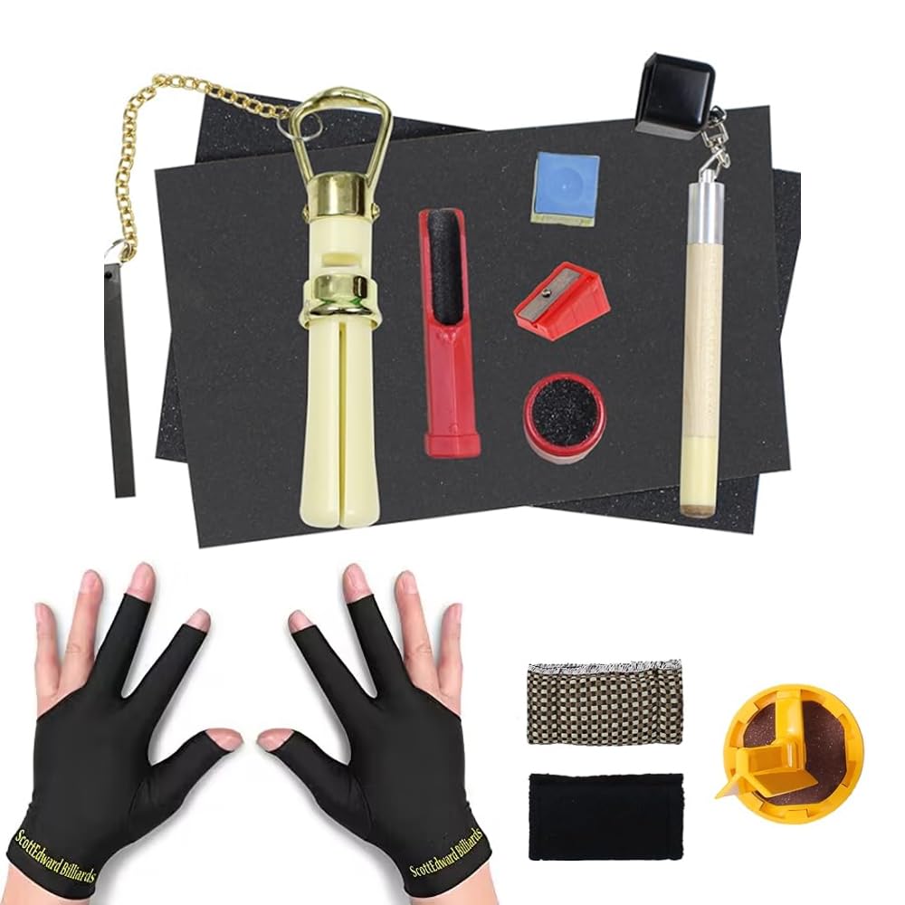 PolyMath Snooker Cue Repair Kit Portable Billiard Accessories Kit for Home Fun Billiard Beginner Accessories Adapt to Standard Shafts Quickly Repair Cracking and Wear Problems