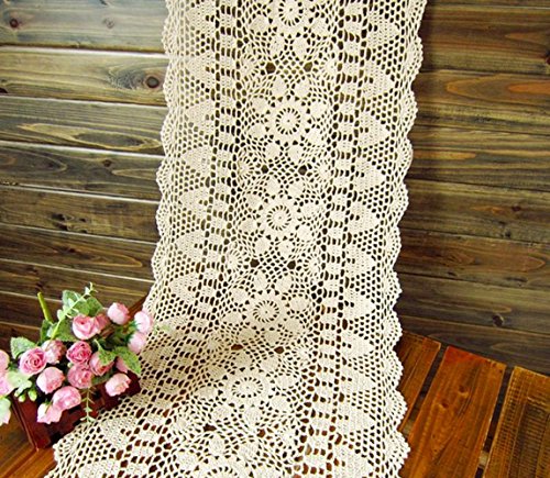 Laivigo Handmade Crochet Lace Table Cloth Doilies Doily,Rectangle,16 x 24 Inch,Beige - Thumbnail 5