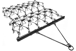 Titan Attachments Heavy Duty Drag Harrow 4.5 FT x 5 FT Leveling Grading Steel Mesh, 3/8in Tines, Tow Behind Agricultural-Style Drag