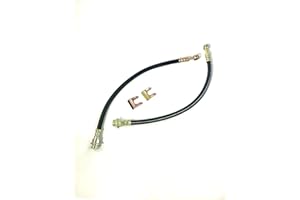 The Stop Shop Universal Rubber Brake Hose, 15 1/2" Long with 10mm Banjo (Includes Clips)