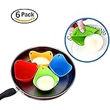 Silicone Egg Poacher Cups – Set of 6 Cooking Perfect Poached Eggs – Microwave or Stovetop Egg Cooker (Random Color)