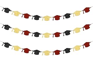 Blopee Prestrung Graduation Cap Banner Garland Maroon Gold Black Graduation Banner Decorations Class of 2026 Grad Party Decor