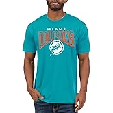 Junk Food Standard Clothing x Bold Logo-Short Sleeve Fan Shirt for Men and Women Officially Licensed NFL Apparel, Miami Dolphins-Aqua