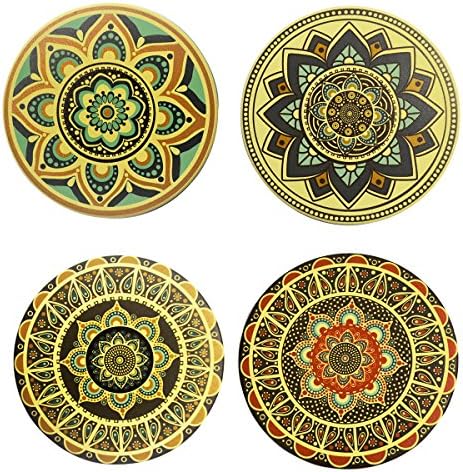 Ceramic Coaster Set of 4,Absorbent Stone Coasters for Cold Drinks Coffee Mug Glass Cup Place Mats (Set 1)