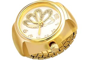 Hemobllo Ring Watch: Butterfly Shape, Gold Round Quartz Vintage Ring Watch - Unisex