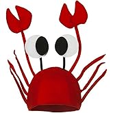 DPSKYHQ Funny Unisex Novelty Crab Hat - 3D Seafood Hat with Giant Crab Claws Gloves and Costume Props Set