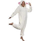 Funziez! Slim Fit Sherpa Adult Onesie - Animal Halloween Costume - Plush One Piece Cosplay Suit for Women and Men