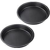 TOPINCN Pizza Pan,2Pcs Non Stick Pizza Pan Deep Thickened Carbon Steel Baking Pan for Kitchen Bakery(6 inches)