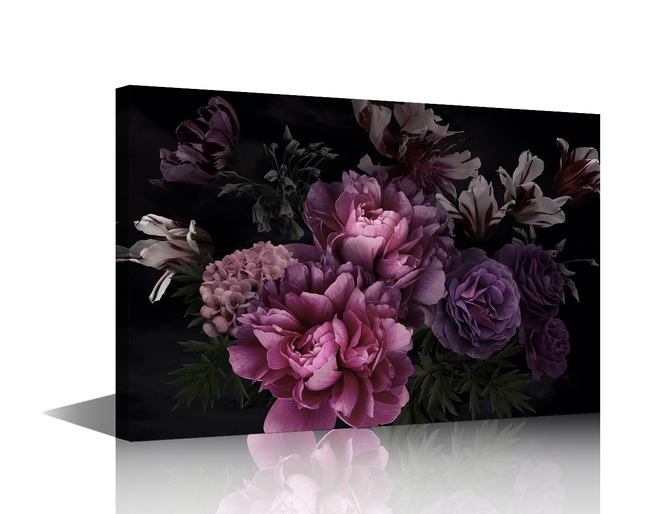 TISHIRON Vintage Floral Flowers Canvas Prints Wall Art Garden Flowers Peonies Roses Tulips Pictures for Home Decorations Modern Stretched and Framed Artwork 12x18 inch — image 1