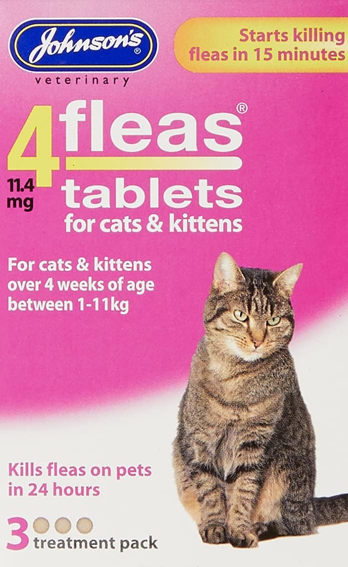 Johnsons Veterinary 4Fleas Cats & Kittens Tablets Pack of 3 11.4mg nitenpyram
