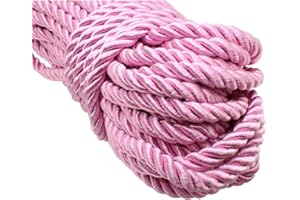 PAMIR TONG Pink 5mm Twisted Satin Cord for Crafts 10 Yards Braided Decorative Cotton Cords Trims Polyester Twine Cord Thick Round Fabric Rope Thread for Sewing DIY Shiny Handfast Cord for Wedding