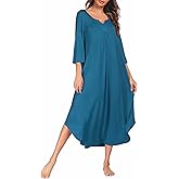 Ekouaer Long Nightgown for Women 3/4 Sleeves Nightshirt Maxi Sleep Dress Plus Size Loungewear Full Length Sleepwear