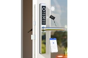 BLUSAFE Electronic Smart Door Lock Fingerprint Door Lock with Keypad，Smart Lock for Front Door Children Proof IC Card,40–90mm Multipoint Locks (Not Suitable Point Mortise Lock)(OSP Mirror Silver)