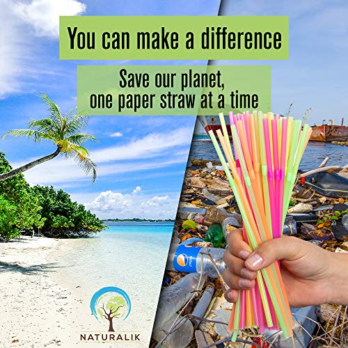 Naturalik 1000Pack White Biodegradable Paper Straws Extra Durable Dye