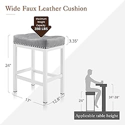 LUE BONA Counter Height Bar Stools, 24 Inch Saddle