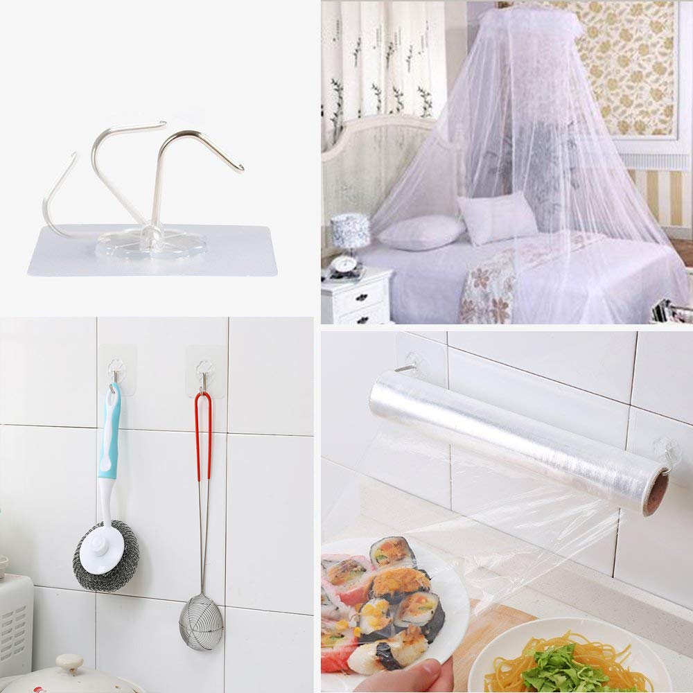 ObestChoose 12x Strong Transparent Suction Cup Sucker Wall Hooks Hanger For Kitchen Bathroom (12pc, Clear)