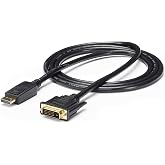 StarTech 6ft Passive DisplayPort to DVI-D Cable, 1920x1200 (DP2DVI2MM6) | DP 1.2 HBR2, Single-link, HDCP, Passive, 1080p 60Hz, 4K 30Hz, EDID, DVI screw locking, Video adapter, 1920 x 1200 60Hz