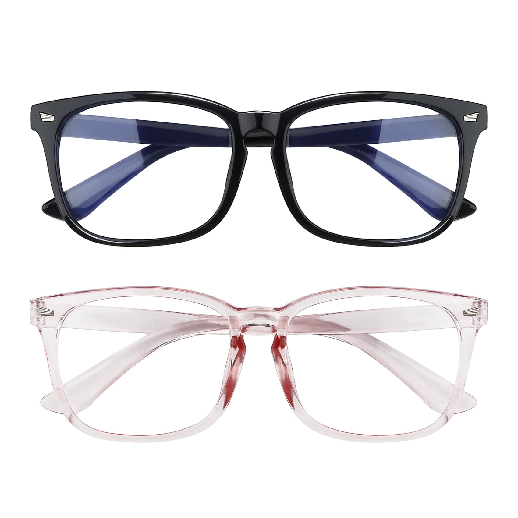 Photo 1 of Fashion Square Blue Light Blocking Glasses - 2 Pack, Women's & Men's, Clear Computer & Gaming Glasses