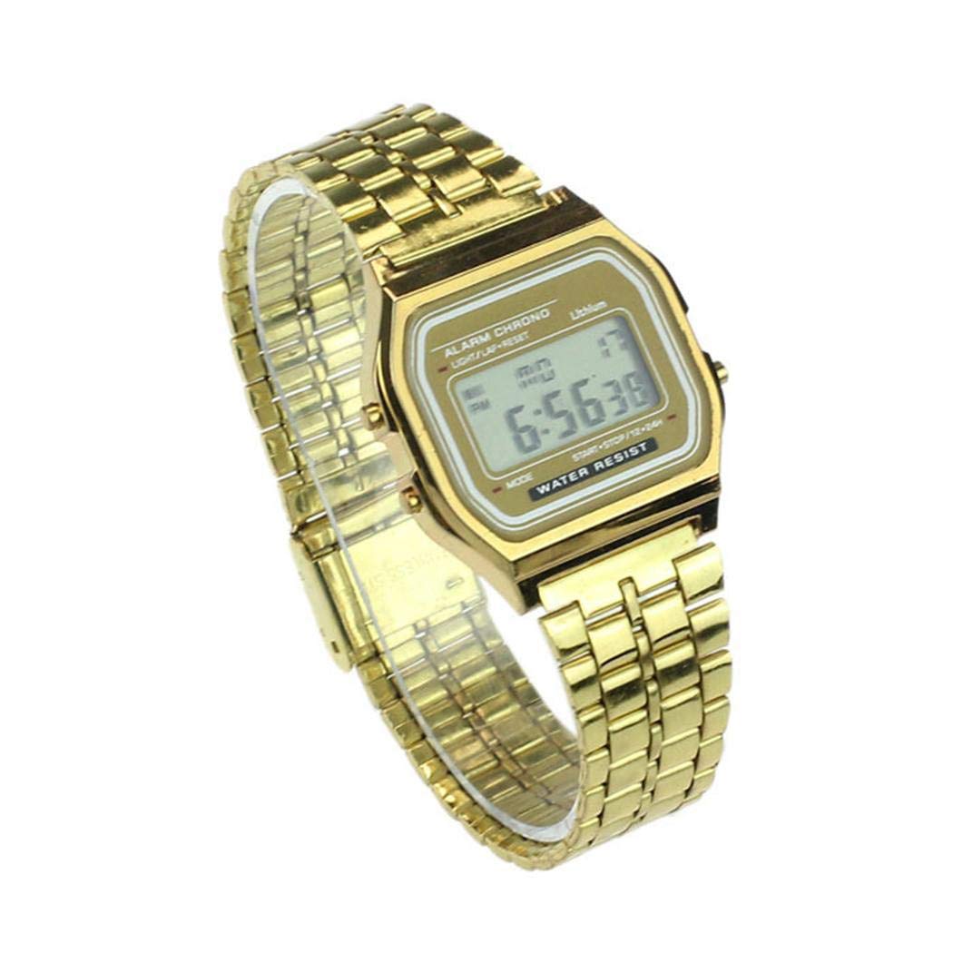 Siaodm Retro Classic Stainless-Steel Quartz Wrist Watch with LCD Digital Dial