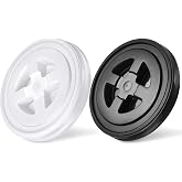 Jetec 2 Pack 5 Gallon Bucket Lids 12 Inch, White and Black | Leak-proof Seal Screw Lid, Plastic, Food Grade, Reusable Bucket Lid, for Pet Food, Beans, Paint Storage, Industrial Buckets