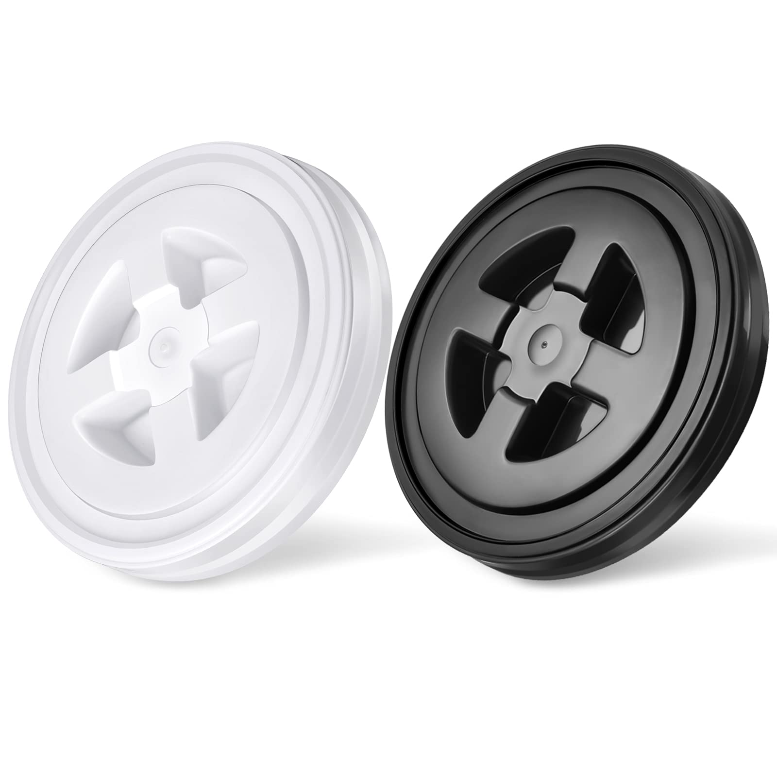 Photo 1 of Jetec 2 Pieces 5 Gallon Screw Cap Plastic Leak-proof Screw Seal Lids of Chemical Food Coatings Storage Buckets 5 Gal Bucket Chicken Feeders (White and Black)