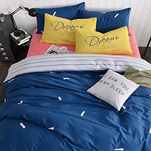 Vougemarket Super Soft 100% Cotton 3-pieces Grids/Stripes Pattern Duvet Cover Sets(1 Duvet Cover + 2 Pillow Shams) with Zipper Closure (King(1 Duvet Cover + 2 Pillow Shams), No 1)