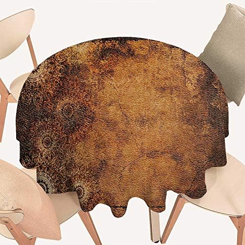 W Machine Sky Tan Printed Tablecloth Aged Old Texture Print Artistic Floral Motifs Vintage Upholstery Concept Round Tablecloth D 36" Brown Pale Brown Tan