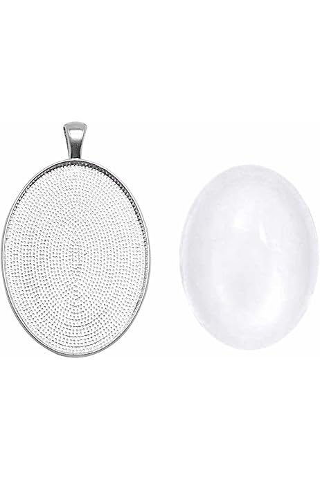 thumbnail image 2 of 10 Sets Stainless Steel Bezel Trays With Glass Cabochons - 30x30mm For Resin Jewelry 2 of 10