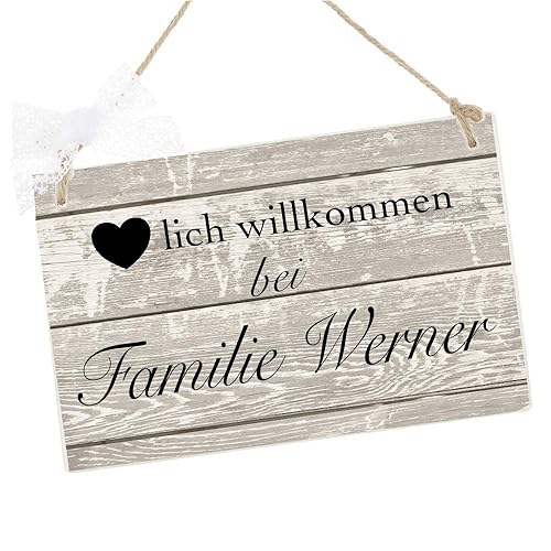 Tur Schild Fur Die Haustur Mit Namen Aus Holz Amazon De Handmade