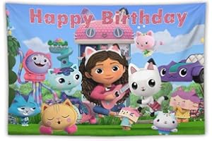 YNiuniunna Gabby Wall Tapestry Dollhouse,Large Wall Art Hanging Tapestry Decor for Bedroom Aesthetic Living Room Dorm (40"" L X 60"" W), Happy Birthday Blue