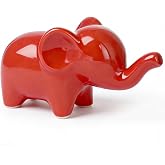 Good Luck Elephant Decor for Home, Ceramic Small Elephant Statue Figurine | Red 4", Tiny Lucky Elephant Ornament for Home Decor, Shelves, Office, Desktops, Fortune Attraction Gift, Centerpiece