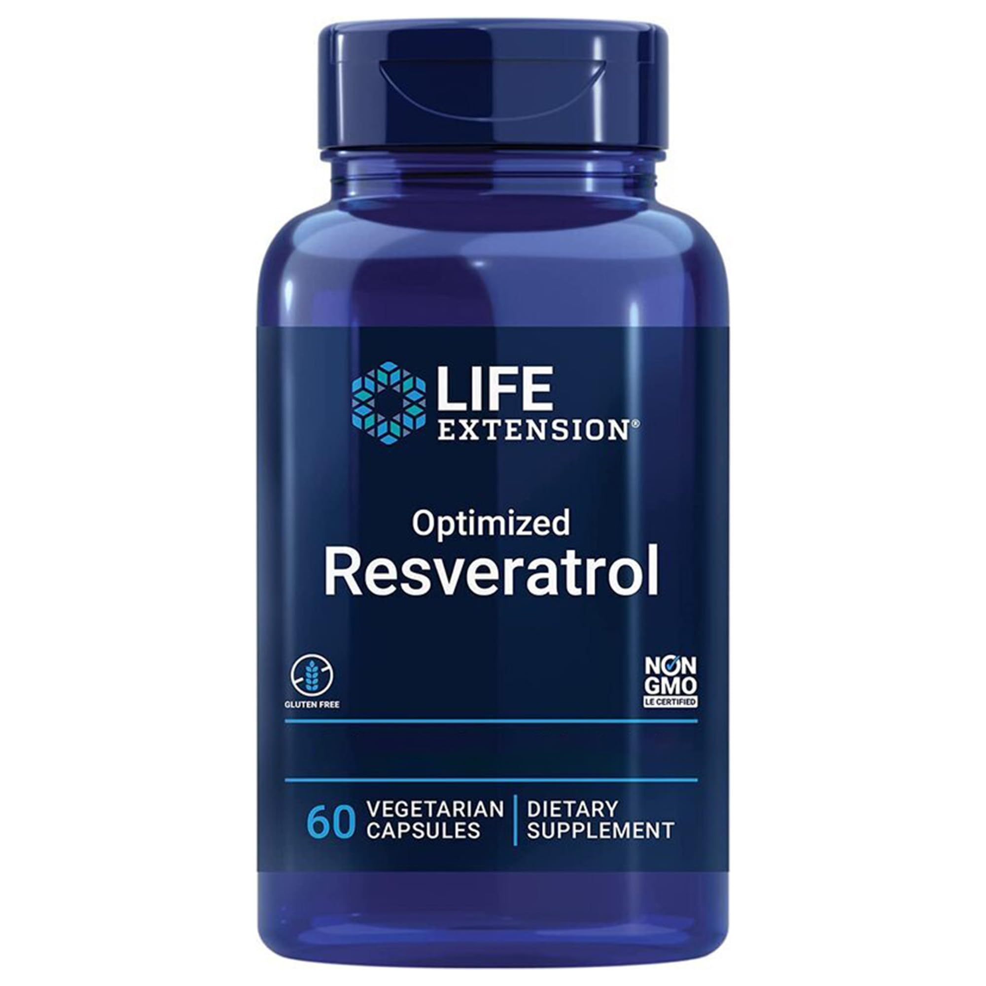 Life Extension, Optimized Resveratrol, with Resveratrol and Quercetin, 60 Vegan Tablets, Laboratory Tested, Vegetarian, Gluten Free, Non-GMO