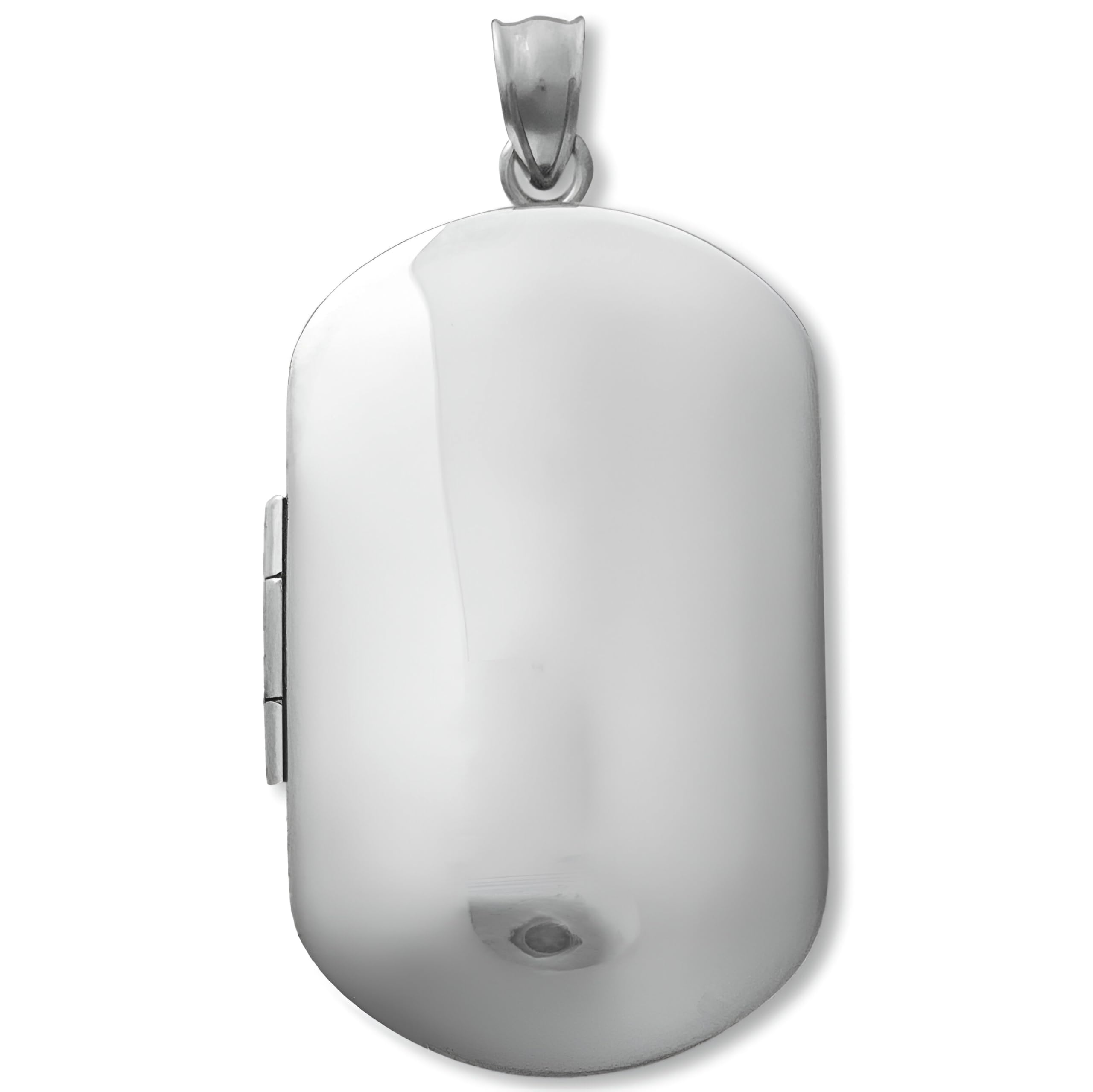 Large Polished Plain Rectangle Sterling Silver Locket Pendant (Without Chain) for Women Men Unisex - 3.7cm Long - Perfect for Engraving