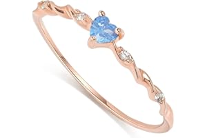 Gold Plated Birthstone Rings for Women Heart Gold Stacking Ring 925 Sterling Silver Handmade Friendship Rings December Births