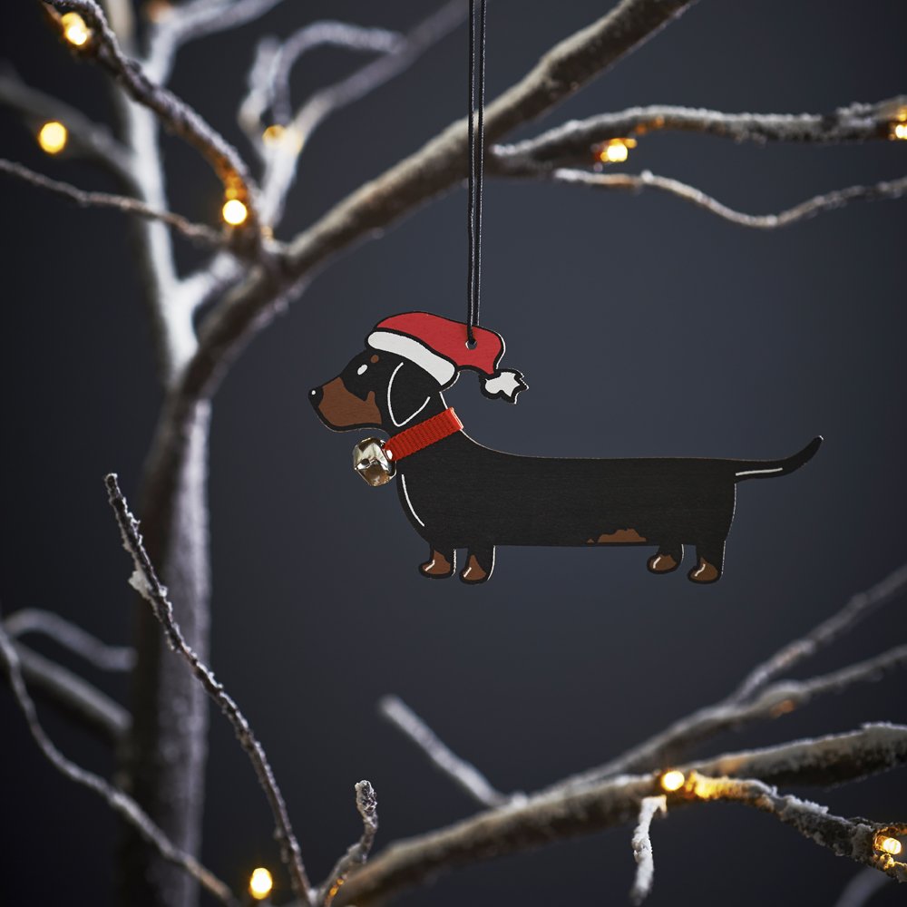 Sweet William Dachshund Christmas decoration, Wood, Black