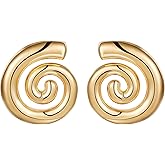 Apsvo Gold/Silver Chunky Earrings for Women, Statement Spiral Earrings Geometric Earrings Trendy Fashion Jewelry