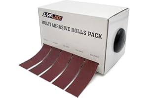 LYFJXX Emery Cloth Roll, 5 Grits Abrasive Sand Paper Set, 150 240 320 400 600 Grit Sandpaper Rolls for Wood Metal Polishing with Dispenser, Each Roll (6M)