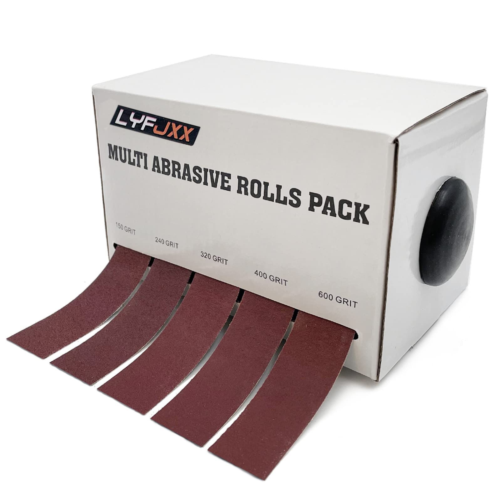 Abrasive Paper 5pc Sandpaper Variety Pack with Dispenser Drawable Emery Cloth Roll Metal Glass Carpentry Sanding Paper (5roll8m)…