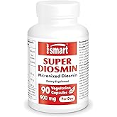 Supersmart - Super Diosmin 900mg per Day (Patented Micronized Diosmin) - Diosmin from Hesperidin - 90% Flavonoid Complex Supplement | Non-GMO & Gluten Free - 90 Vegetarian Capsules
