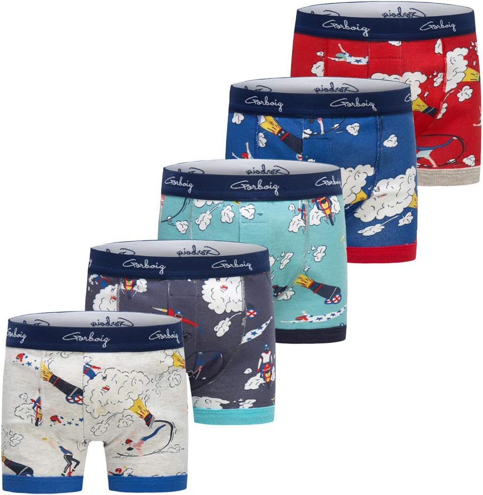 Boys Boxer Briefs Toddler Kids Underwear Dinosaur Truck 5 Pack 3-10Y
