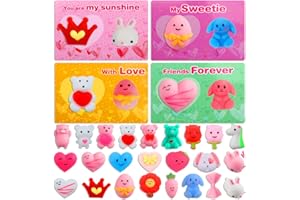MANTYPLAY 24 pcs Valentines Day Mochi Squishy Toys, Valentines Day Gifts for Kids Mini Stress Relief Squishy Fidget Toys Prizes for School Classroom Party Favors and Valentines Day Decor