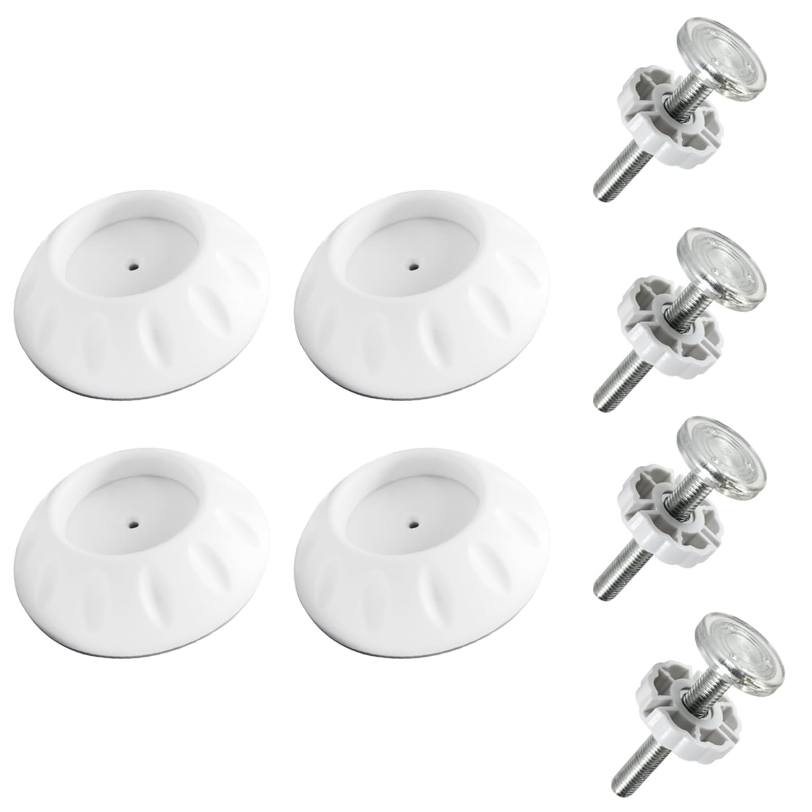 Fkereg 4 Pack Gate Wall Protector with Threaded Spindle Rods M10, Pressure Mounted Gate Extender Extension, Dog Gate Banister Adapter, Pet Gate Wall Cups Replacement Parts Hardware for Stairs