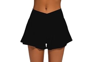 ZKIEYS Womens Crossover Athletic Shorts Wide Waistband Flowy Tennis Sports Skorts with Pockets
