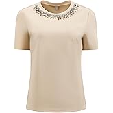 Hobemty Women's Sparkly Blouse Cocktails Elegant Rhinestone Tops