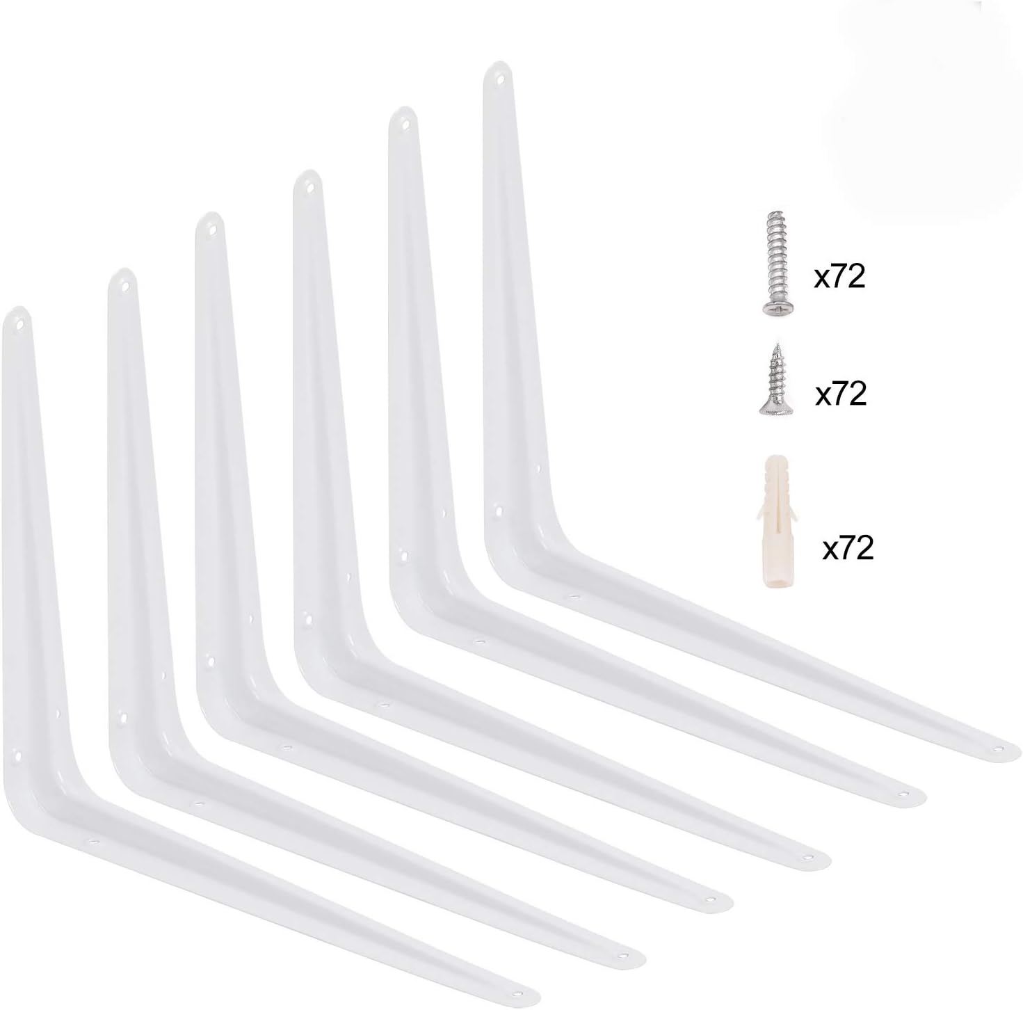 KINJOEK 24 Packs 6 x 8 Inch Shelf Brackets, Heavy Duty Metal Wall Corner Angle Shelving Shelf Brackets with Screws for Wall Hanging Shelves Decorative Corner Brackets: Home Improvement