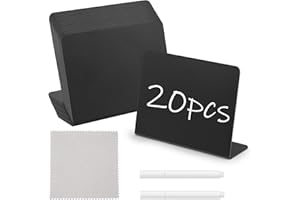 JEFURE 20 Pcs 4"x3" Mini Chalkboard Signs for Food, Reusable PVC Food Labels, Reserved Table Signs for Party Buffet, Birthdays, Bakery, Weddings Table Numbers, Buffet Display, Place Cards, Name Tag