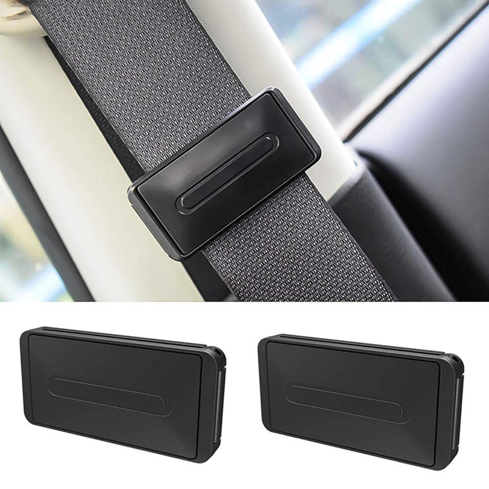 Seatbelt Adjuster, 2 Pcs Car Seat Belt Clips Straps Adjustable Shoulder Relax Neck Comfort Supports (BLACK)