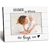 DUXMNAMG Mom Son 4x6 Picture Frame, Boy Mother Gifts, Mother’s Day Birthday Gifts from Boys, Mom of Sons Photo Frame, Home Is Where My Boys Are Picture Photo Frames for Home Room Desk Decor